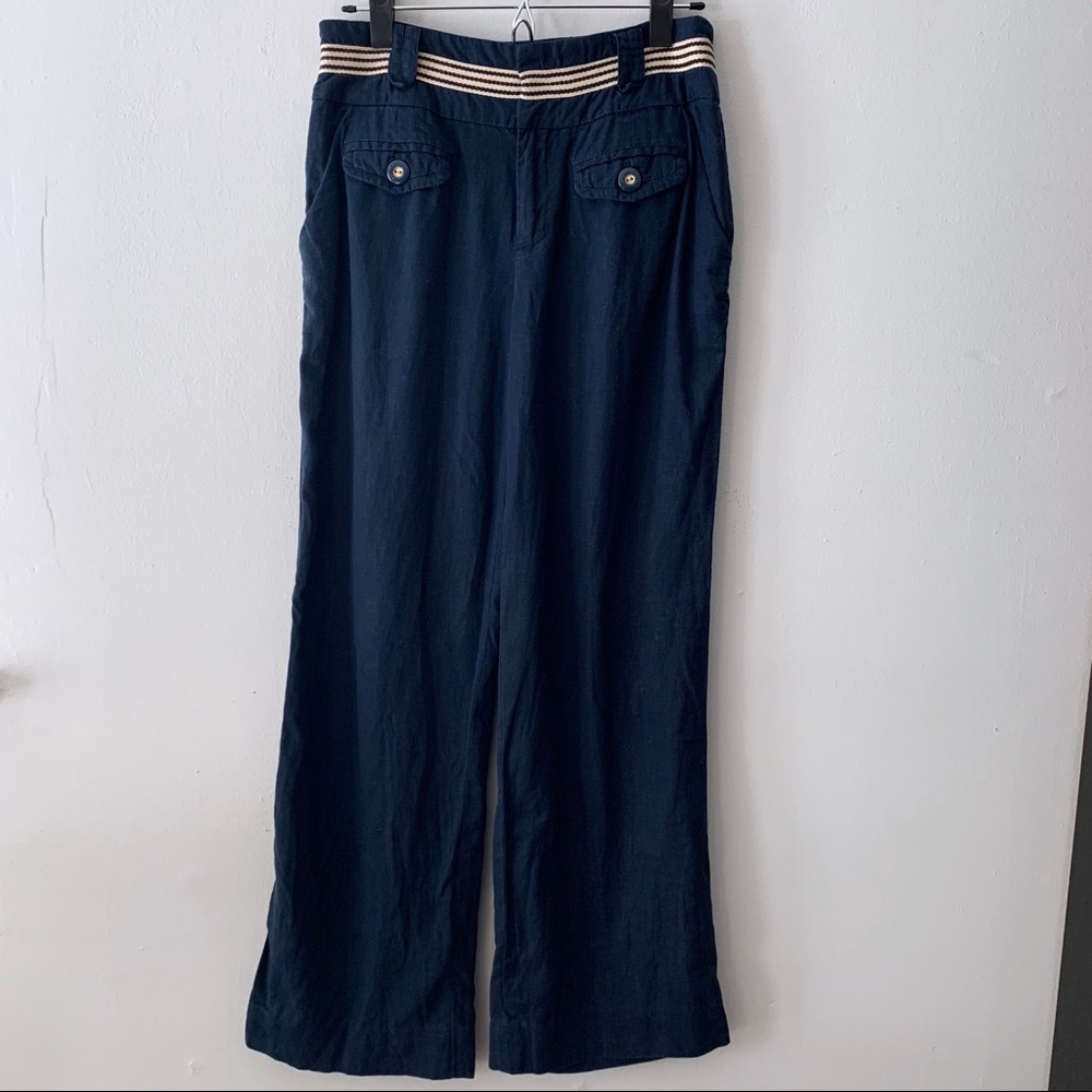 Anthro Elevenses Linen Blend Wide Leg Pants